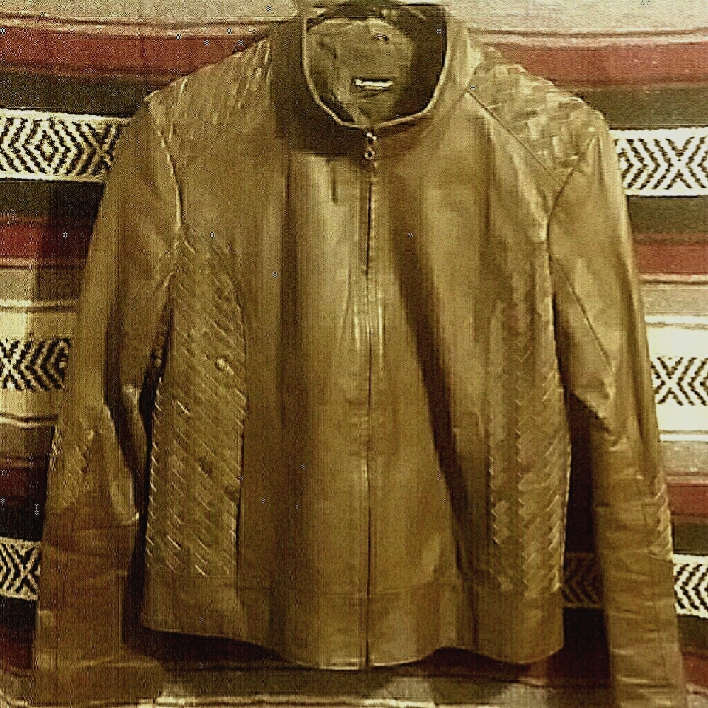 Unique brown leather jacket